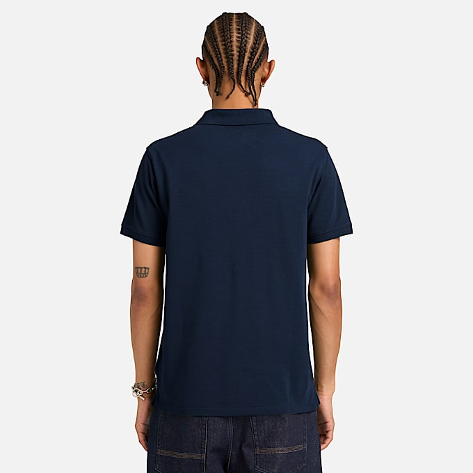 Polo elástico de manga corta Millers River para hombre en azul oscuro