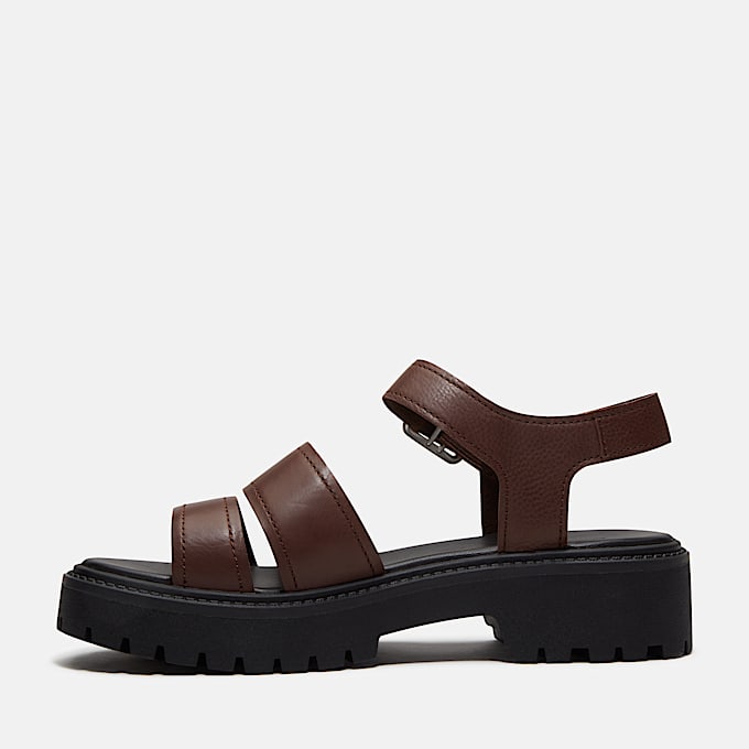 Sandalo con Plateau e Cinturino sul Retro Stone Street da Donna in marrone scuro