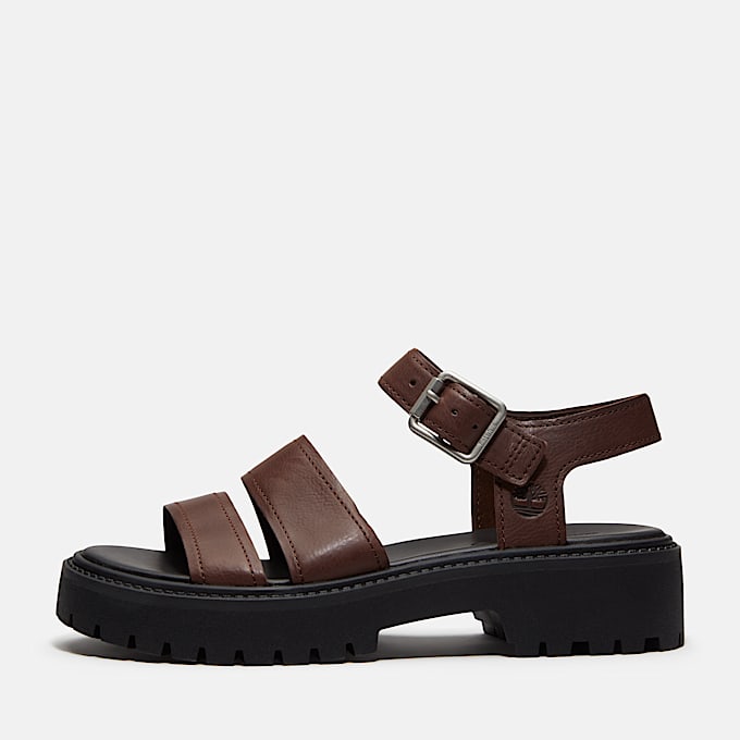 Sandalo con Plateau e Cinturino sul Retro Stone Street da Donna in marrone scuro