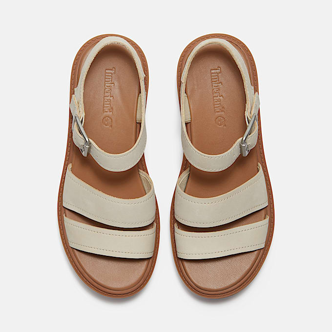 Stone Street Platform Backstrap Sandal for Women in Light Beige