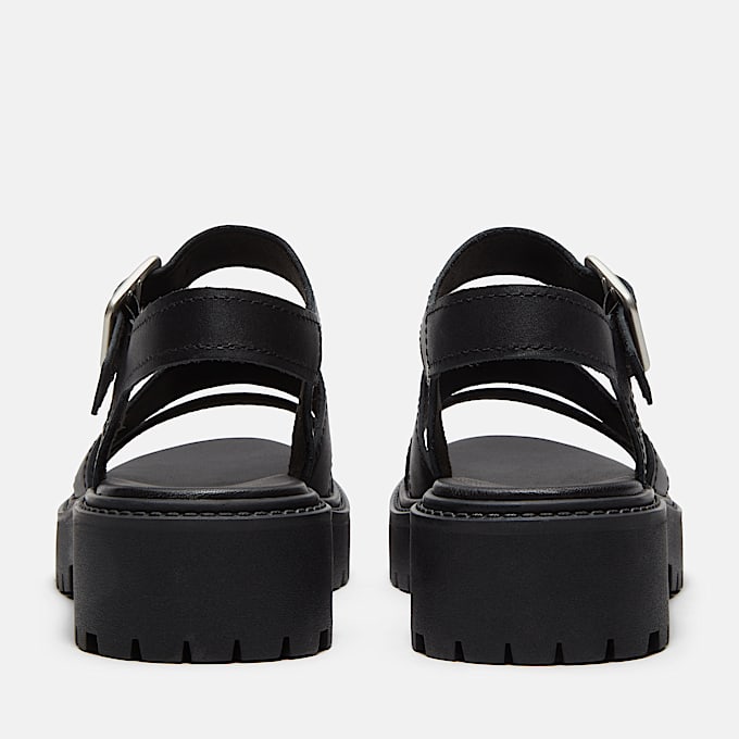 Sandale à bride arrière et semelle compensée Stone Street pour femme en noir