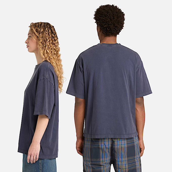 All Gender Sunwashed Embroidered Logo TShirt in Dark Blue TBL Blue ALT2