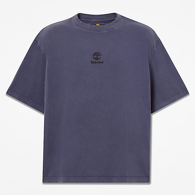 All Gender Sunwashed Embroidered Logo TShirt in Dark Blue TBL Blue HERO