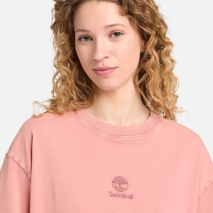 All Gender Sunwashed Embroidered Logo TShirt in Pink TBL Pink ALT4