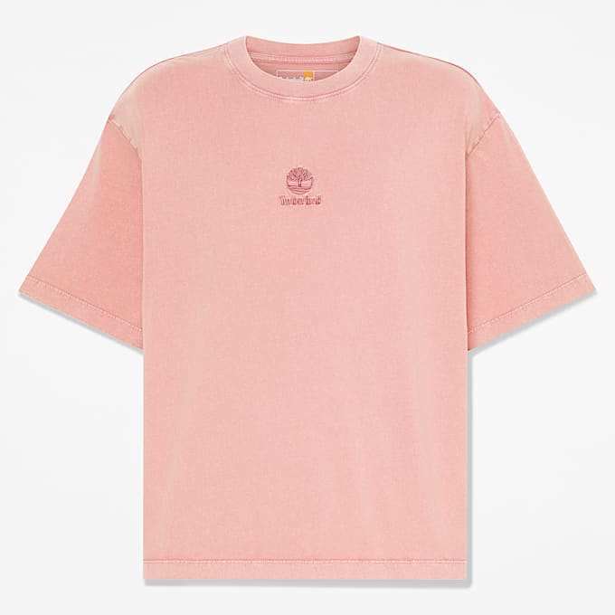 All Gender Sunwashed Embroidered Logo TShirt in Pink TBL Pink HERO