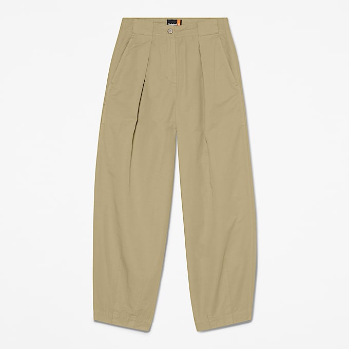 Pantalones utilitarios de algodn y lino para mujer en verde TBL verde HERO