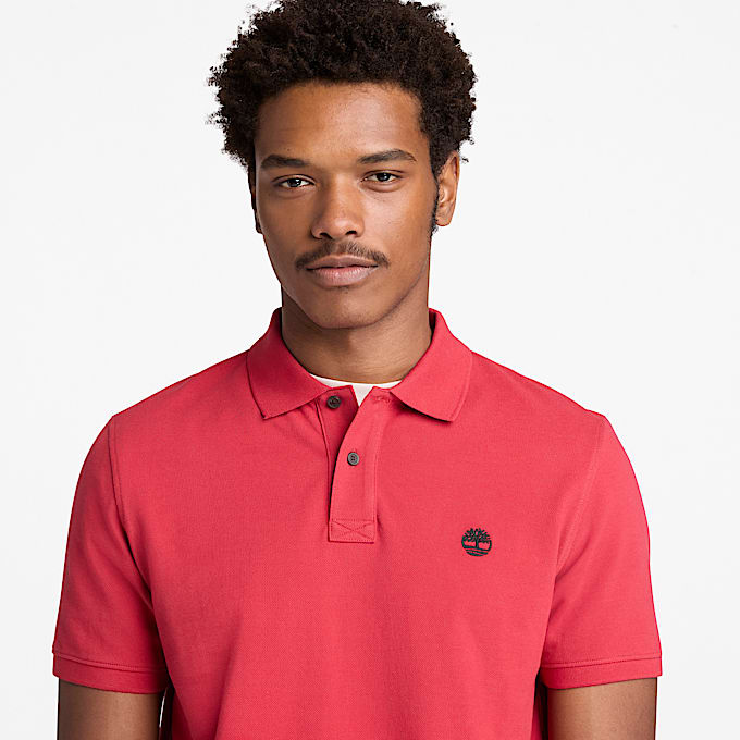 Millers River Short-Sleeve Pique Polo Shirt for Men in Red