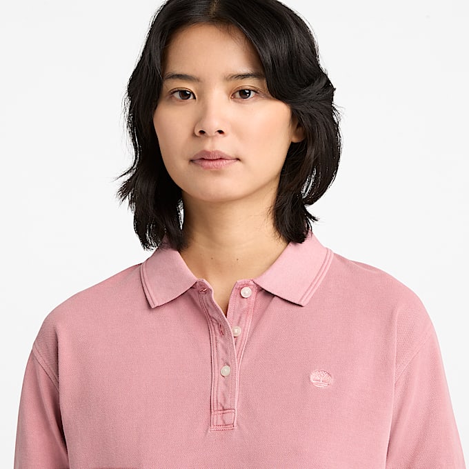 Garment Dyed ShortSleeve Pique Polo for Women in Pink TBL Pink ALT3