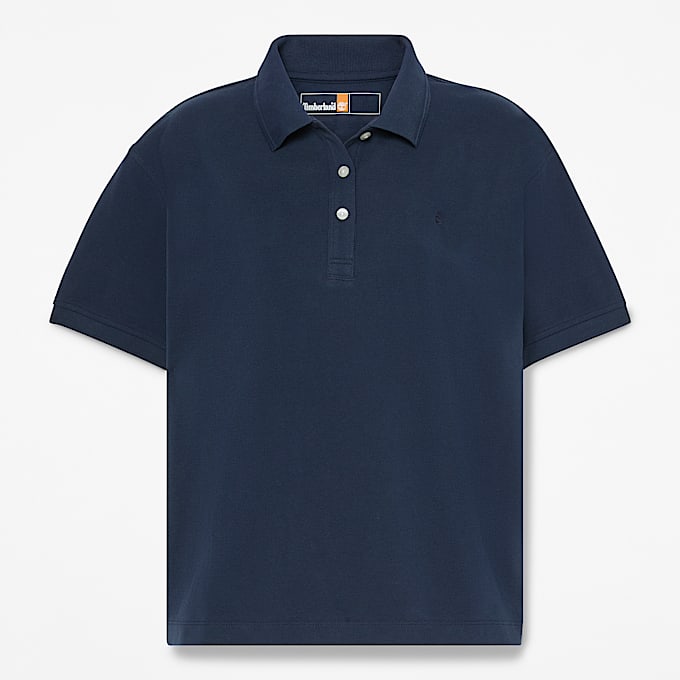 Polo a Maniche Corte in Piqué da Donna in blu scuro - 1