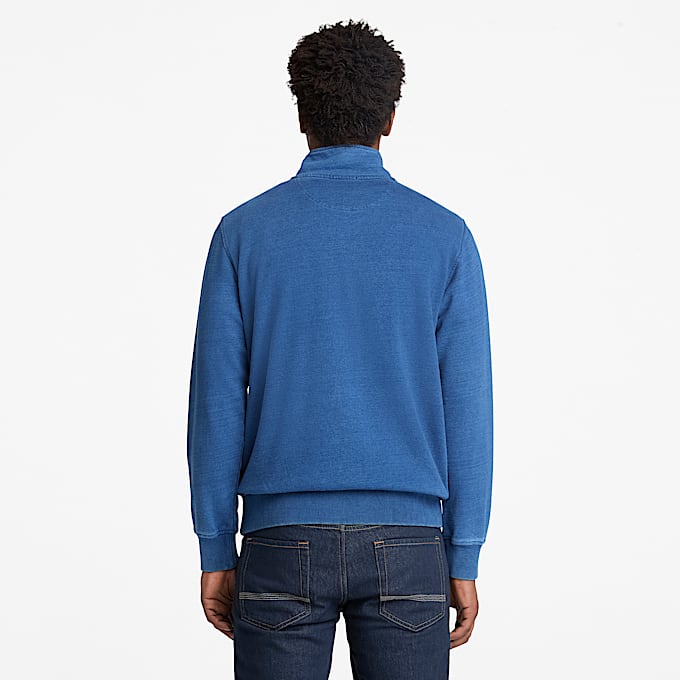 Indigo Quarter-Zip Sweatshirt for Men in Blue