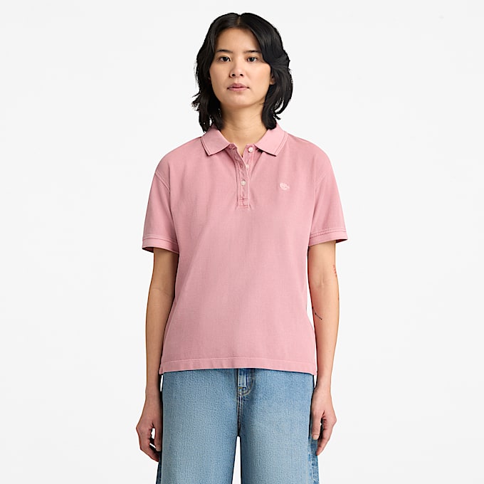 Garment Dyed ShortSleeve Pique Polo for Women in Pink TBL Pink ALT1