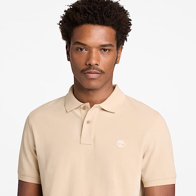 Millers River ShortSleeve Pique Polo Shirt for Men in Beige TBL Beige ALT3