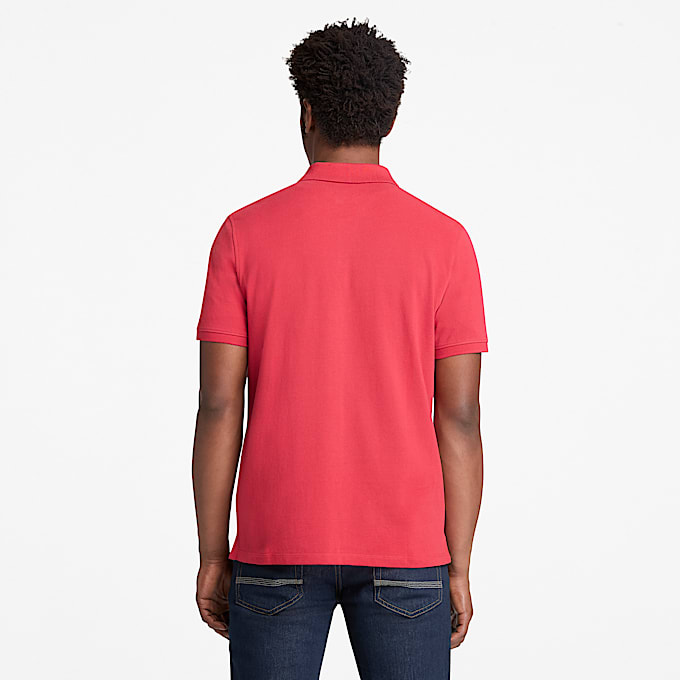Millers River Short-Sleeve Pique Polo Shirt for Men in Red
