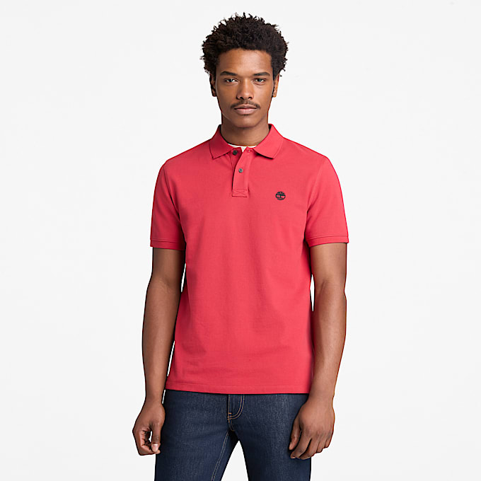 Polo de manga corta en piqu Millers River para hombre en rojo TBL rojo ALT1
