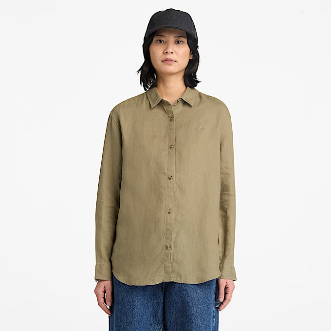 LongSleeve Linen Shirt for Women in Brown TBL Brown ALT1