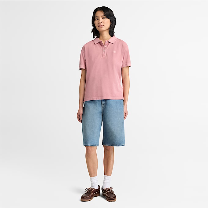 Garment Dyed ShortSleeve Pique Polo for Women in Pink TBL Pink ALT2