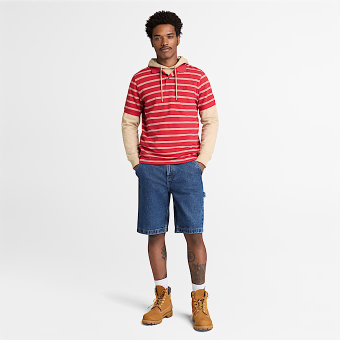Millers River Kurzarm-Polohemd mit Streifen für Herren in Rot