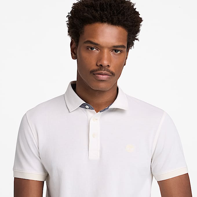 Baboosic Brook Oxford ShortSleeve Polo for Men in White TBL White ALT3