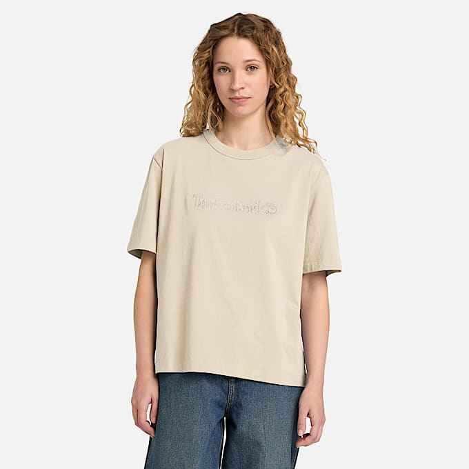 T-shirt a Maniche Corte Lush da Donna in beige