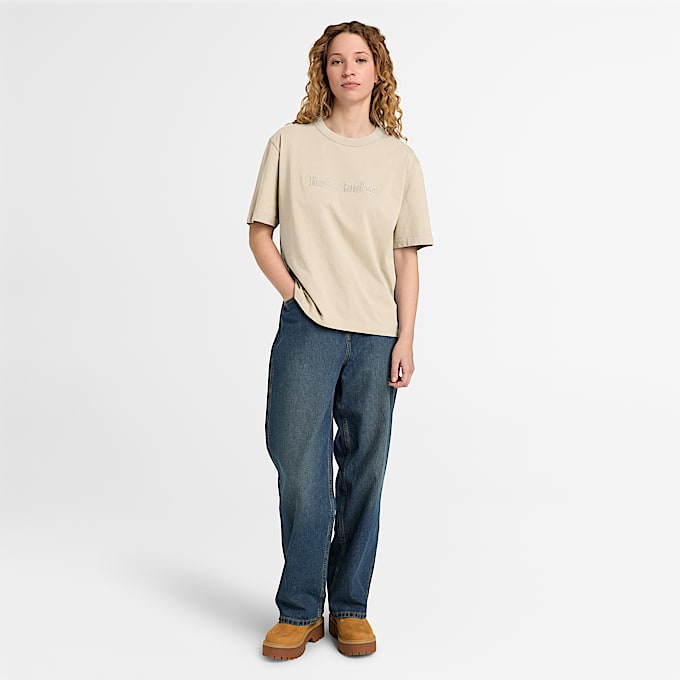 T-shirt a Maniche Corte Lush da Donna in beige