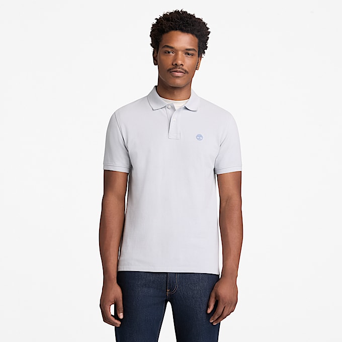 Millers River Short-Sleeve Pique Polo Shirt for Men in Grey