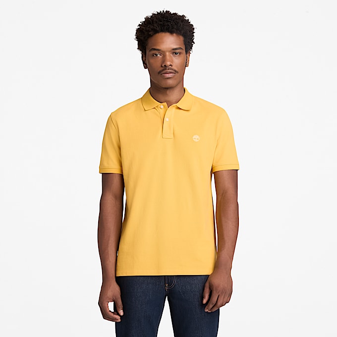 Millers River ShortSleeve Pique Polo Shirt for Men in Yellow TBL Yellow ALT1