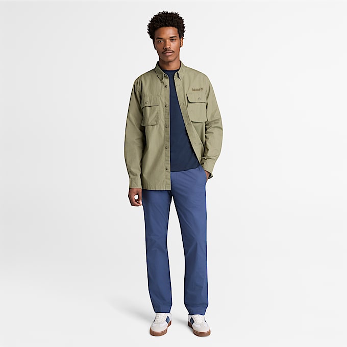 Claremont Poplin Chino Trouser for Men in Dark Blue TBL Blue ALT2