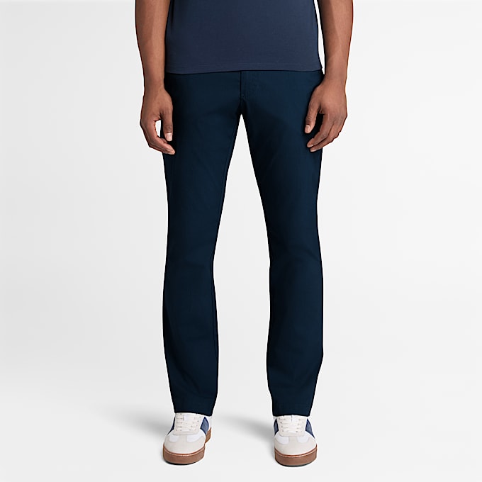 Claremont Poplin Chino Trouser for Men in Dark Blue TBL Blue ALT1