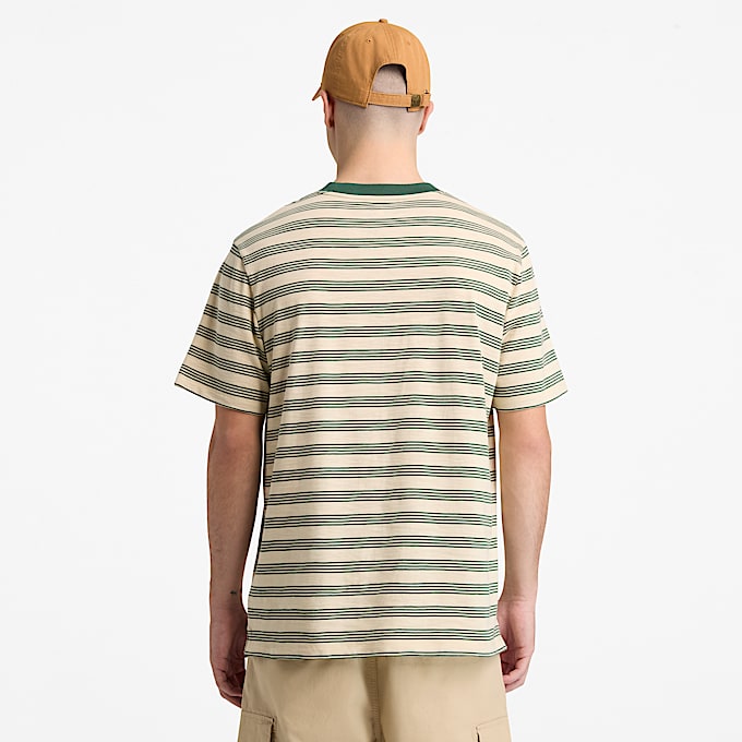 Striped ShortSleeve TShirt for Men in BeigeDark Green TBL Beige ALT8