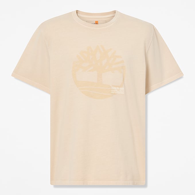 Stückgefärbtes T-Shirt mit Logo-Grafik für Herren in Beige - 1