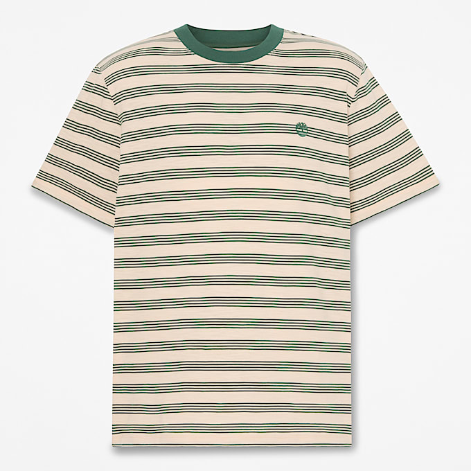 Striped ShortSleeve TShirt for Men in BeigeDark Green TBL Beige HERO