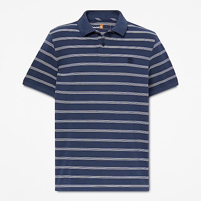 Millers River Striped ShortSleeve Polo for Men in Dark BlueWhite TBL Blue HERO