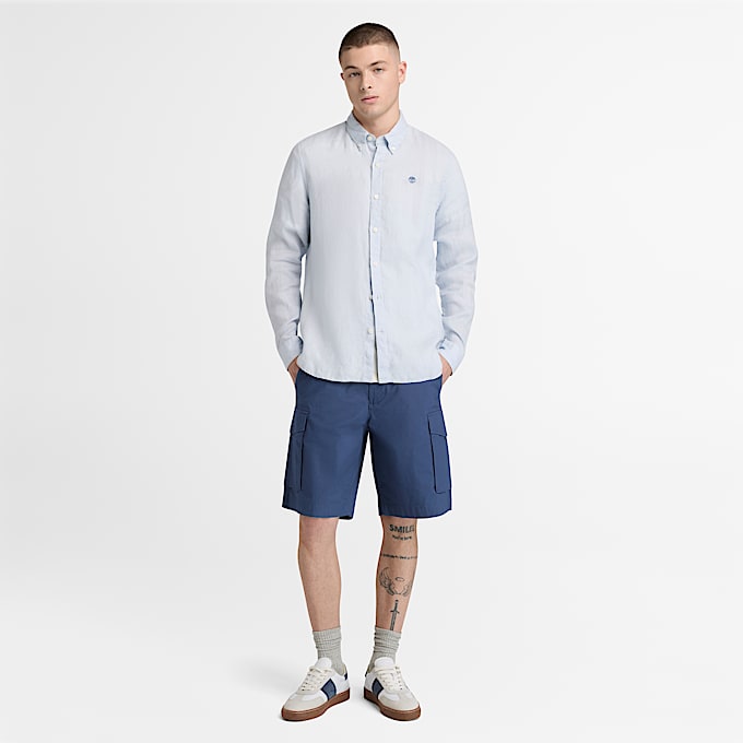 Brookline Poplin Cargo Short for Men in Dark Blue TBL Blue ALT2