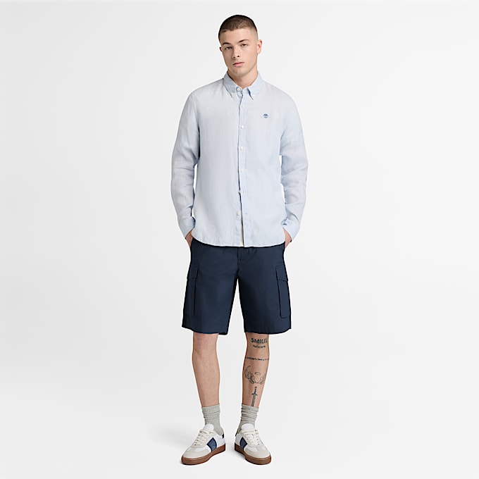 Brookline Poplin Cargo Short for Men in Dark Blue TBL Blue ALT2