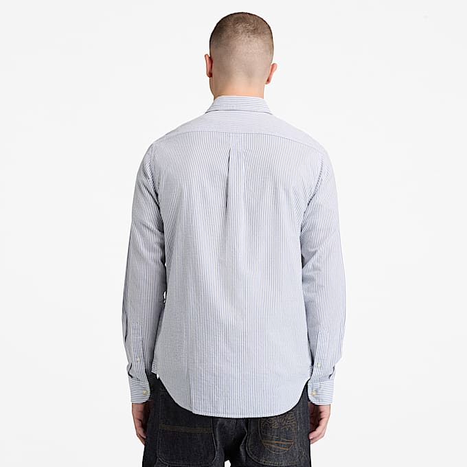 LongSleeve Seersucker Striped Shirt for Men in Blue TBL Blue ALT8