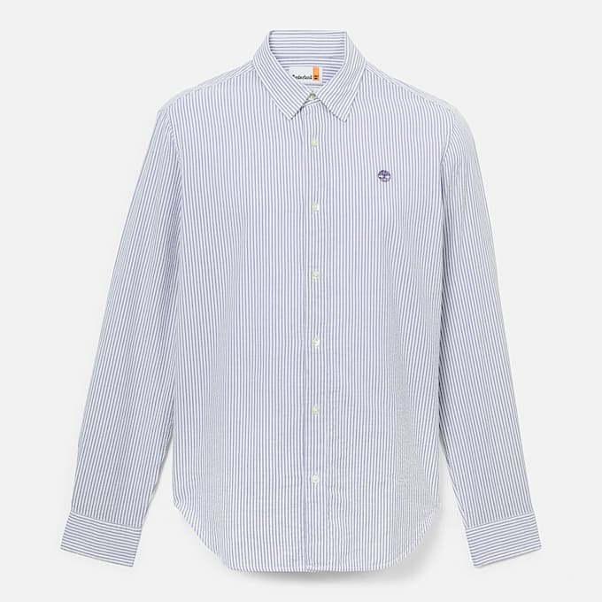 LongSleeve Seersucker Striped Shirt for Men in Blue TBL Blue HERO