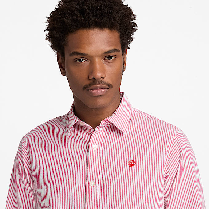LongSleeve Seersucker Striped Shirt for Men in Red TBL Red ALT3