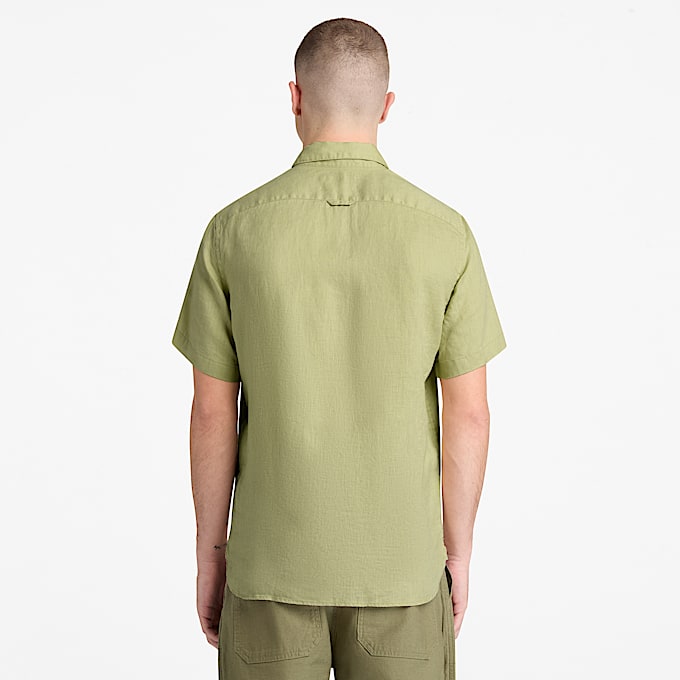 Mill Brook Linen ShortSleeve Shirt for Men in Green TBL Green ALT8