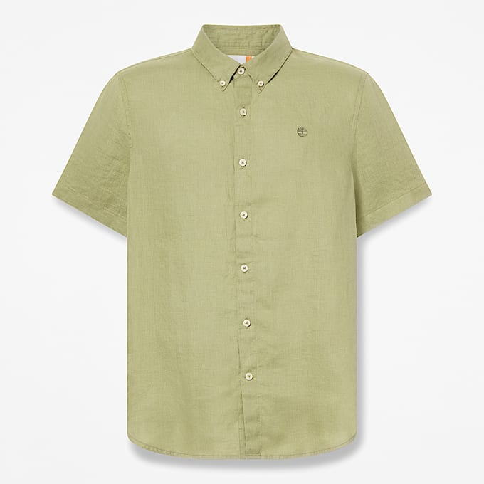 Mill Brook Linen ShortSleeve Shirt for Men in Green TBL Green HERO
