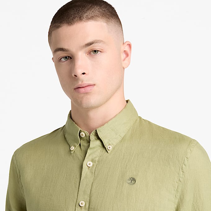 Mill Brook Linen Shirt for Men in Green TBL Green ALT3