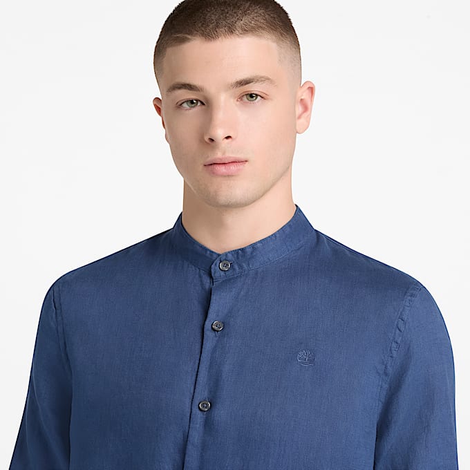 Mill Brook Linen Shirt for Men in Dark Blue TBL Blue ALT3