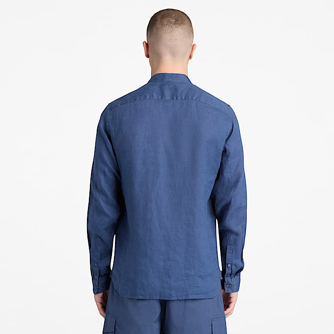 Mill Brook Linen Shirt for Men in Dark Blue TBL Blue ALT8