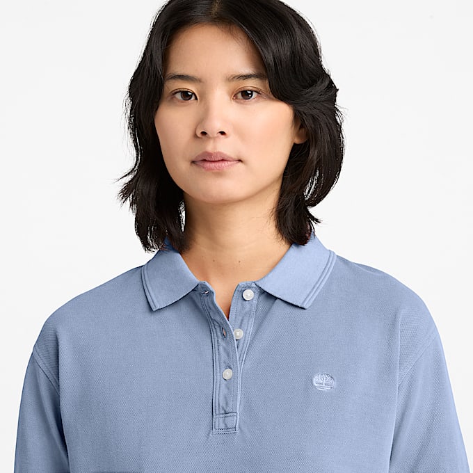 Garment Dyed ShortSleeve Pique Polo for Women in Blue TBL Blue ALT3