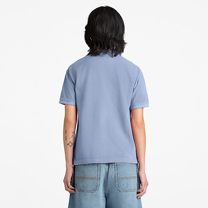 Polo a Maniche Corte in Piqué Tinto in Capo da Donna in blu