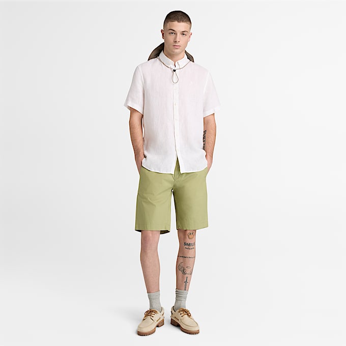 Claremont Poplin Chino Short for Men in Green TBL Green ALT2
