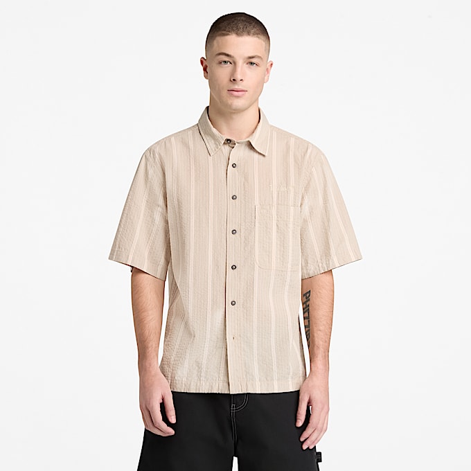 All Gender Lightweight Button Down Shirt in GreyBeige TBL Beige ALT3