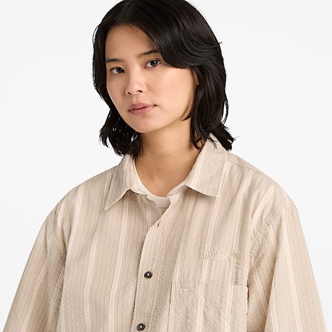 All Gender Lightweight Button Down Shirt in GreyBeige TBL Beige ALT4