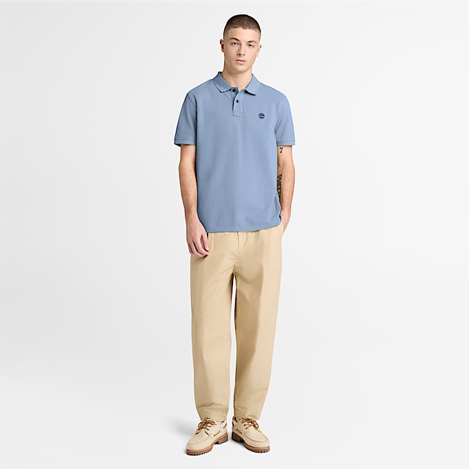 Millers River Short-Sleeve Pique Polo Shirt for Men in Blue