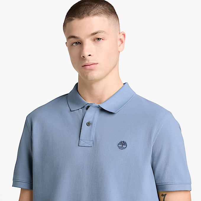 Millers River Short-Sleeve Pique Polo Shirt for Men in Blue
