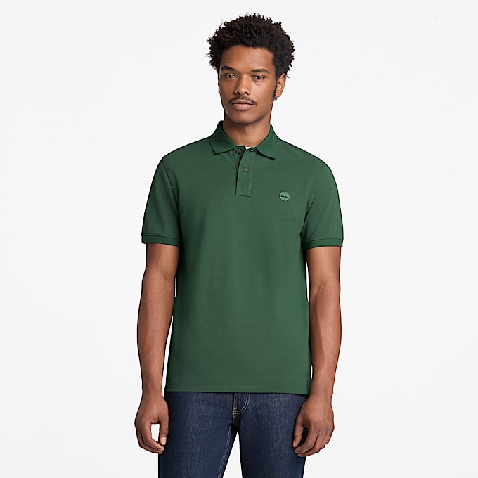 Millers River Short-Sleeve Pique Polo Shirt for Men in Dark Green
